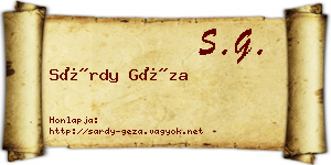 Sárdy Géza névjegykártya